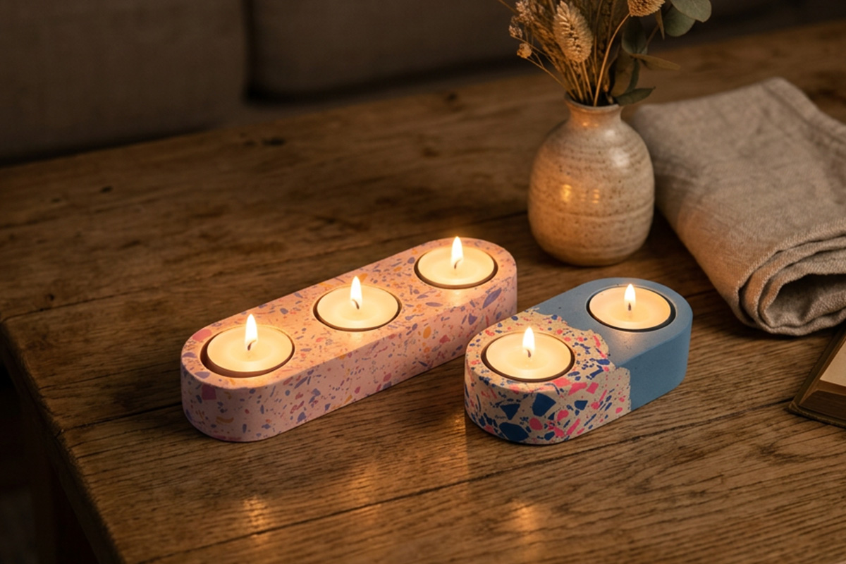 Pièces colorées en terrazzo Jesmonite®