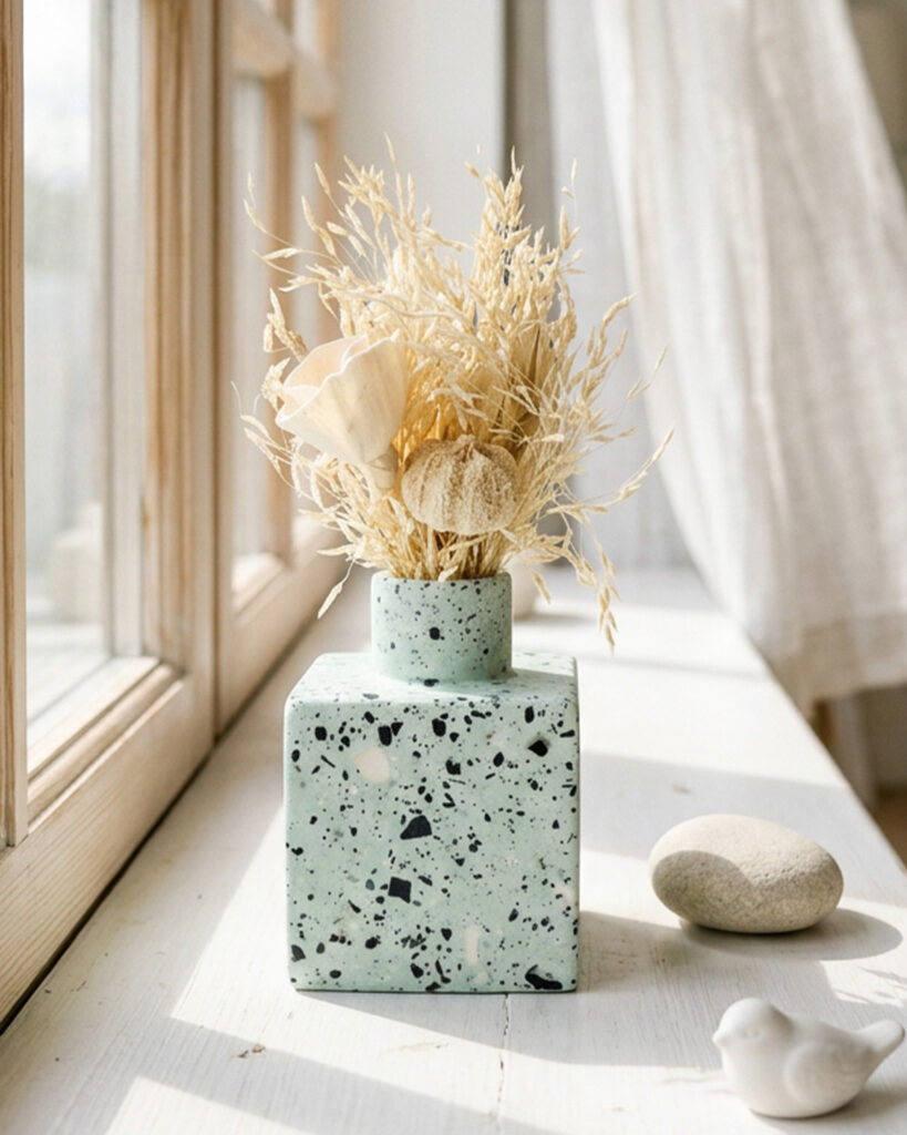 A terrazzo Jesmonite® surface, close-up